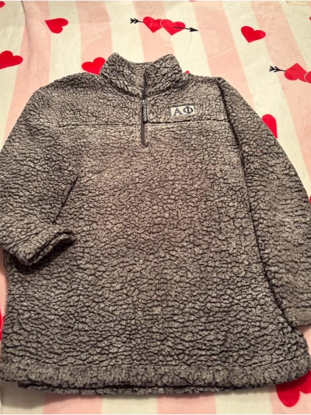 Gray Sherpa Quarter-Zip Pullover Sweater - alpha phi